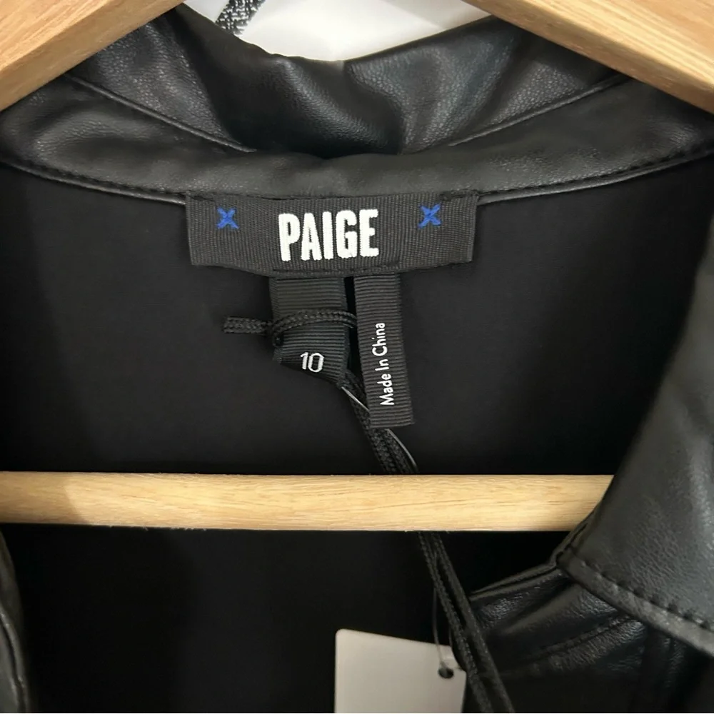 PAIGE Jaxsyn Belted Faux Leather Shirtdress - Picture 5 of 6